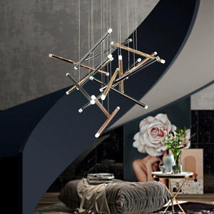 Lustre d'escalier Paramount en acier inoxydable SUS304 doré, avec cristaux en cascade effet météore, 3 couleurs changeantes, projet d'art luxueux et majestueux - Product Image 2