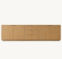 Meuble TV en bois massif chêne clair, 4 portes, 3 tiroirs, buffet, armoire de rangement de luxe, credenza moderne pour salon