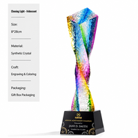 Trophée rectangulaire en cristal écologique de haute qualité, plaque verticale, diamant étincelant, gravure laser arc-en-ciel, couleurs personnalisées