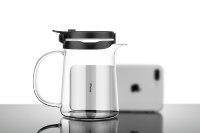 Théière en verre de qualité supérieure, sans BPA, capacité 750 ml, certifiée CE, design minimaliste, avec infuseur et poignée en verre