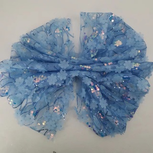 Lue-tela de lentejuelas policromáticas cortadas con láser, tela para vestido de fantasía francesa bordada con hierba de ylon, 3 owers - Product Image 5