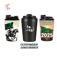 ZP 12 oz desain Mug cangkir kopi 500ml terisolasi dinding ganda kopi Thermo 12 oz cangkir kopi dengan sedotan