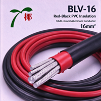 Fil électrique multibrin en aluminium isolé PVC Yedao BLV-16 16mm² rouge-noir, tension nominale 750V, -5~+70°C pour applications électriques de bâtiment