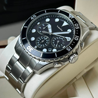 Montre chronographe à quartz pour homme, lunette rotative, bracelet en acier inoxydable, aiguilles lumineuses, affichage de la date, style sport plongée