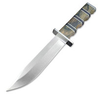 Couteau Bowie d'extérieur OEM à lame fixe à vendre, manche en bois, étui en cuir, lame à pointe fixe, couteau d'extérieur