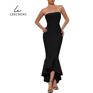<span class=keywords><strong>Abito</strong></span> da sera a sirena nera in stile europeo elegante <span class=keywords><strong>abito</strong></span> da ballo formale <span class=keywords><strong>per</strong></span> cerimonia di <span class=keywords><strong>laurea</strong></span> con perline sottili naturali - Product Image 4