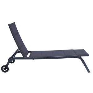 Chaise longue inclinable en métal réglable avec roues et siège en textile Chaise d'extérieur à cadre démontable pour <span class=keywords><strong>jardin</strong></span> ou hôtel - Product Image 3