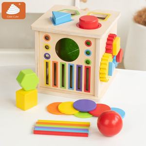 Coffre au trésor multifonctionnel en bois pour enfants, jouet éducatif pour les doigts, apprentissage cognitif, huit en un, pour les enfants de 4 à 6 ans - Product Image 5