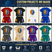 Ensemble streetwear d'été deux pièces pour homme, t-shirt et short imprimés numériquement soleil et lune, en mélange de coton respirant