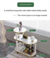 YISI Nordic Luxury Modern Metal Rock Plate Marble Pattern Small Coffee Living Room Furniture Set Side Table Easy Clean