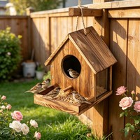 Maison à colibris en bois à suspendre, DIY, pour l'extérieur, avec mangeoire et fenêtre d'observation transparente