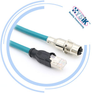 Telecamere industriali cavo Ethernet M12 8 poli X fare a RJ45 maschio cavo di estensione IP67 8 p8c 2*4 * 26AWG PUR cavo sovrastampato - Product Image 1