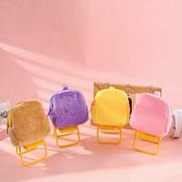 Sac à dos scolaire en peluche douce et moelleuse Qianjie, design mini, coloré, mignon, kawaii, dessin animé, avec breloque porte-clés