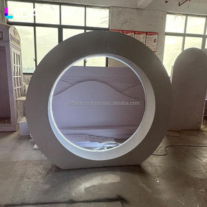 LEDA Custom <b>Backdrop</b> <b>Stand</b> Acrylic Huge High Quality Circular Arch with Luminous White Light Strip for Wedding Events Decoration - Product Image 2