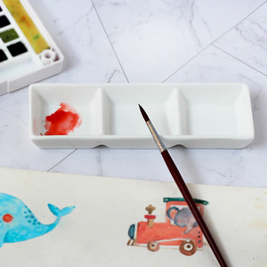 Xin Bowen Art Supplies <span class=keywords><strong>Palette</strong></span> de peinture en céramique blanche pure à plusieurs compartiments Palettes de peinture aquarelle rectangulaires et rondes - Product Image 4