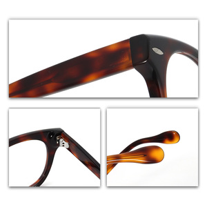 إطارات نظارات أصلية جاهزة للتسليم، تصميم عتيق بنمط ريترو مع مسامير، إطار نظارات بصرية من الأسيتات بنمط السلحفاة، إطار نظارات فاخر للجنسين - Product Image 4