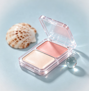 Fard à joues aqueux 2-en-1 : blush et illuminateur, pâte brillante hydratante, poudre libre matifiante pour visage fin et joues plus pulpeuses - Product Image 1