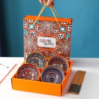 Ensemble de bol et de baguettes en céramique de haute beauté cadeau bols à riz colorés pour la maison ensemble de bols en céramique de style bohème 2/4/6 pièces