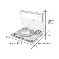 Nouveau tourne-disque en vinyle transparent en acrylique avec émetteur BT X10, tourne-disque de bureau moderne pour une lecture de musique sans fil élégante