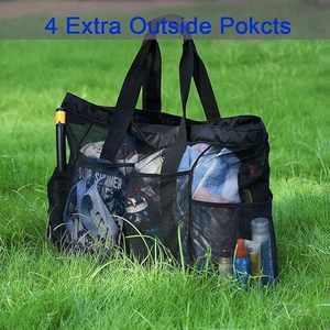 Sac de plage pliable en polyester noir écologique de haute qualité pour les vacances d'été - Product Image 3