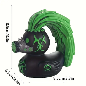 साइबरपंक शैली की डार्क बतख रेसिन प्रतिमा लालाइन गैस मास्क फ्लोरोसेंट ग्रीन डिज़ाइन हाथ से चित्रित है। व्यक्तिगत के लिए अच्छा संग्रह - Product Image 6