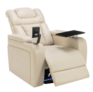 เก้าอี้ปรับเอนหนัง PU หมุนได้ 270 องศา สไตล์โมเดิร์น สำหรับห้องนอน ที่นั่งเดี่ยว โฮมเธียเตอร์ พร้อมโต๊ะวางของ - Product Image 3