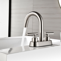 Robinet de lavabo de salle de bain moderne à deux poignées en laiton avec cartouche céramique, finition nickel brossé, fourni par l'usine