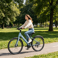 Vélo électrique de ville confortable pour femmes, cadre en alliage d'aluminium, 7 vitesses, moteur sans balais, batterie intégrée, autonomie 80-100 km