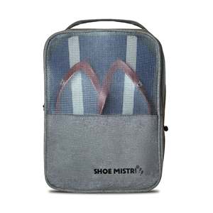 Shoe Mistri Travel Shoe Cover Holds 3 Pairs with Mesh Window Portable Shoe Organizer <b>Storage</b> Pouch for Travel Gym <b>Grey</b> - Product Image 1