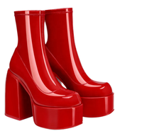 Bottines à plateforme épaisse pour femmes grandes tailles, talon bloc, fermeture éclair, doublure en coton doux, mode décontractée, automne, été, hiver