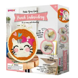 DIY Toys Punch Embroidery Hoop Sewing Kit Educational Arts And Crafts Kit For Kids And Adult