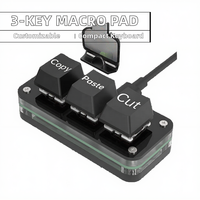 Keyboard Keypad makro lampu latar RGB satu tangan, alat produktivitas baru antarmuka USB 3 tombol pintas untuk operasi Desktop