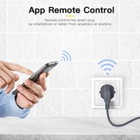 Prise intelligente WiFi Tuya 16A EU avec fonction de surveillance de la consommation d'énergie, fonction de minuterie, commande vocale via Alexa Google Home