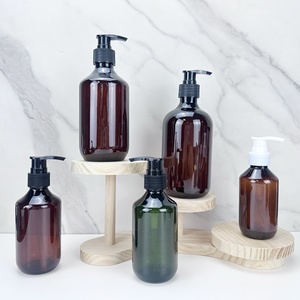 Bouteille de shampooing en plastique ambré de 300 ml et 500 ml avec pompe en plastique, bouteilles vertes pour lotion, savon liquide, après-shampoing, cosmétiques - Product Image 6