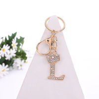 Porte-clés avec lettres en métal Porte-clés avec lettres en cristal pour femme Porte-clés élégant avec pendentif pour sac à dos