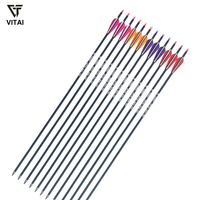Flèches de tir à l'arc en gros pour l'extérieur, 30 pouces, spine 500, carbone mixte avec pointes en acier pour arc classique et tir sportif