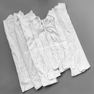 Chiffons de nettoyage en vrac de 20 kg pour atelier, pour nettoyer l'huile et l'eau, 100% coton, blancs, en tissu de t-shirt recyclé, chiffons en coton - Product Image 1