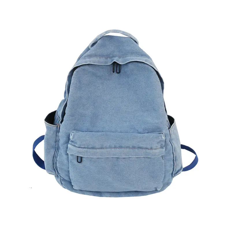 Moda açık mavi koyu mavi kot pantolon açık çanta seyahat okul çantası Denim kadın erkek sırt çantası