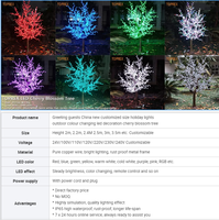 Árbol Artificial de Flor de Cerezo LED de Alta Calidad en Rojo y Rosa para Exteriores, Centro de Mesa Iluminado para Bodas y Decoraciones Navideñas
