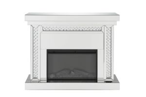 Modern <b>Mirrored</b> & Faux Crystals Fireplace Console <b>Table</b> with MDF Panel for Living Room - Product Image 2