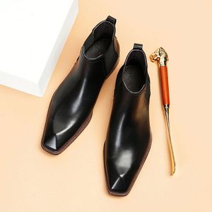 Zapatos Casuales de Alta Calidad 2025, Nuevos Zapatos de Moda Europeos para Hombre, Botas Cortas de Trabajo con Suela Gruesa, Zapatos de Cuero Vacuno - Product Image 3