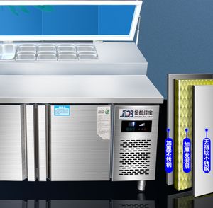 Bar à salade commercial en acier inoxydable réfrigérateur Table de préparation de salade réfrigérateur Pizza Sandwich comptoir affichage préparation refroidisseur - Product Image 4