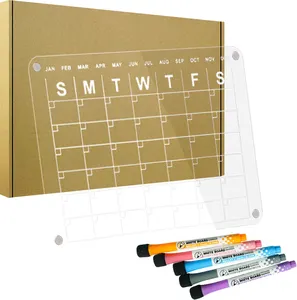 Memo dapat disesuaikan desain transparan dapat digunakan kembali perencana kalender menulis portabel kualitas tinggi bulanan diskon besar papan putih dengan tanda
