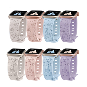 สายนาฬิกาซิลิกอนรูกการ์ตูนเรเดียมสลักลายปราสาทนูนสำหรับ Apple <span class=keywords><strong>Watch</strong></span> 44มม. 45มม. 49มม. เปลี่ยนสายยางสำหรับ iWatch 8 9 - Product Image 1