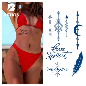 Temporal semipermanente azul Genipa jugo tatuajes GZ199to204 símbolos tribales flechas peonía cuernos Geisha calavera cara - Product Image 1