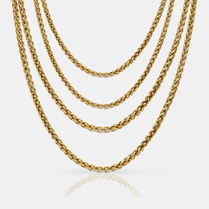 Joyería hecha a mano de 3mm y 5mm, collar de cadena de trigo grueso, cadenas de eslabones de acero inoxidable de Hip Hop para hombres y mujeres - Product Image 1