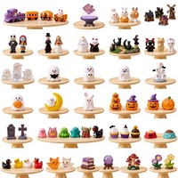 Figurines en résine 3D pour mini-scène d'Halloween : Maison-cupcake, Train, Citrouille, Chat noir, Chauve-souris, Fantôme, Couple, Squelette, Cimetière, Os, Pierre tombale