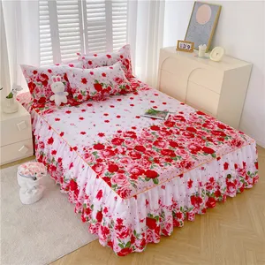 Colorful custom hot sell duvet cover double queen king bedding set bed skirt set