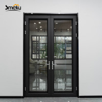 Puertas de Aluminio de Doble Apertura de Alta Resistencia, Puerta de Seguridad Aislada con Vidrio Templado para Hogar, Oficina y Espacios Comerciales