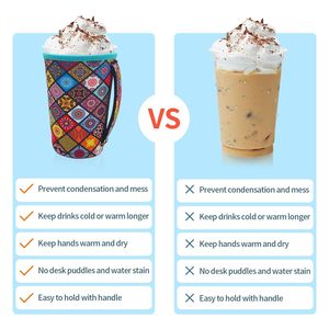 Iced Coffee Sleeve Insulator Sleeves for <b>Cold</b> Drinks Beverages Reusable Neoprene <b>Cup</b> Sleeve with Handle for 16-32oz Coffee <b>cups</b> - Product Image 3